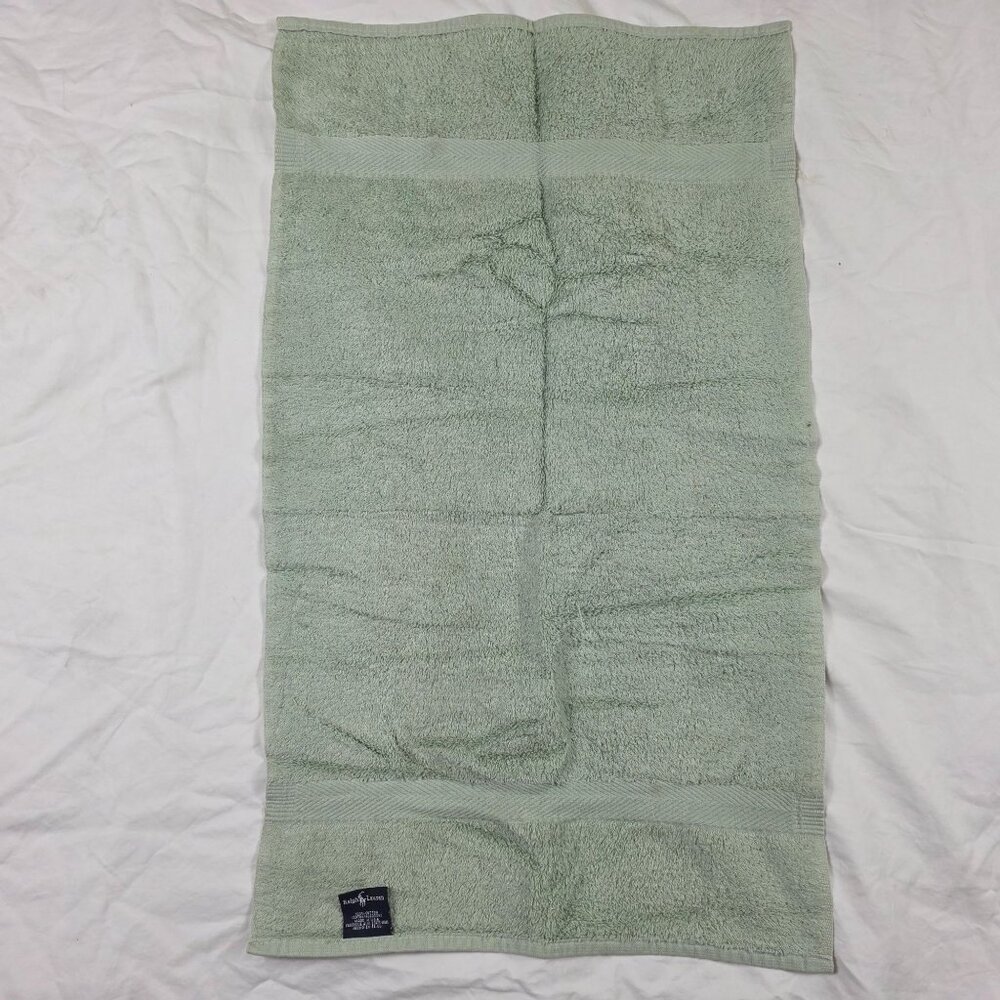 Vintage Ralph Lauren Green 100% Cotton Towel Plush Soft Absorbent Made In USA